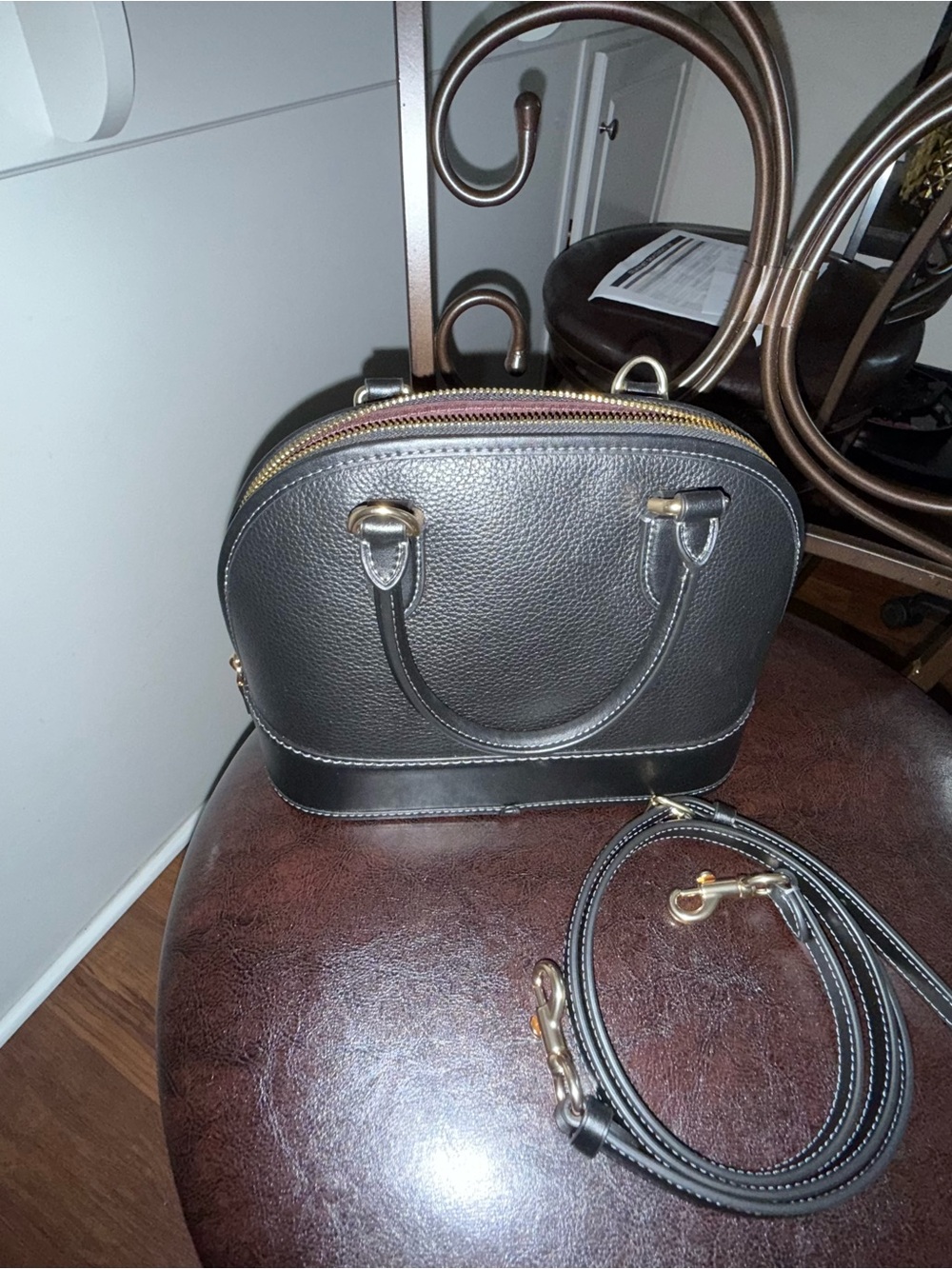 Coach Black Dome Crossbody Satchel with Gold tone hardware
